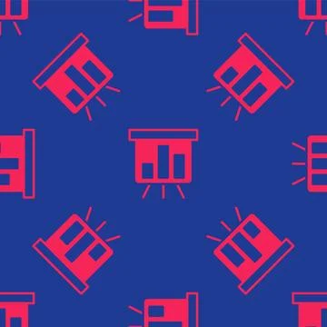 Red Board with graph chart icon isolated seamless pattern on blue background Illustrazione stock