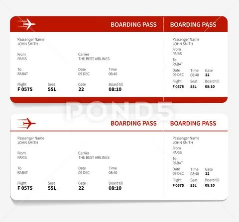 Red boarding pass Stock Illustration