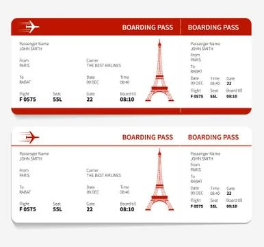 Red boarding pass Illustrazione stock