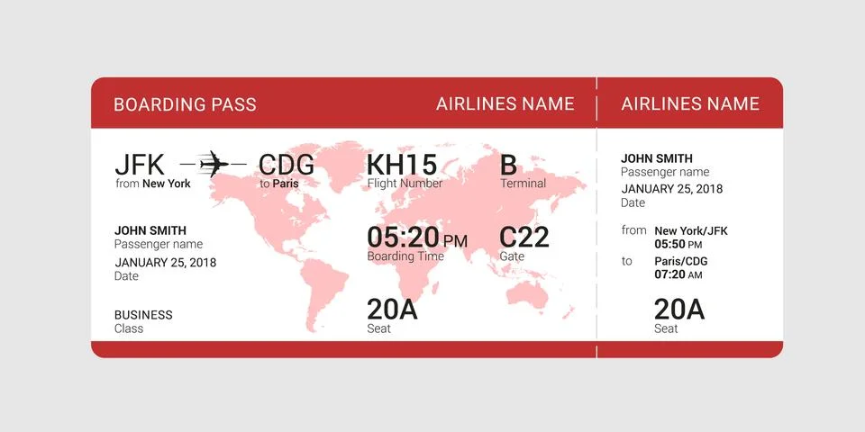 Red boarding pass Stock Illustration