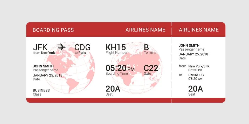 Red boarding pass Stock Illustration