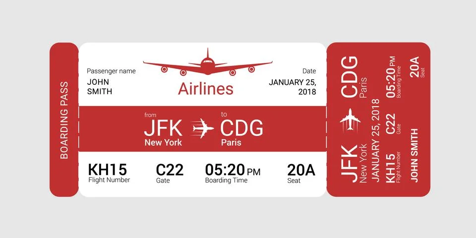 Red boarding pass Illustrazione stock