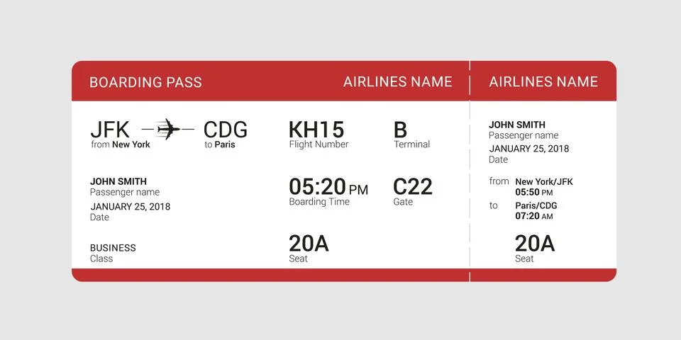 Red boarding pass Stock Illustration