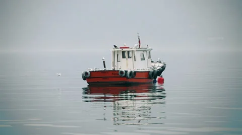Red boat Stock Footage 34408753