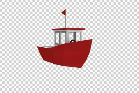 Red boat over white background Ilustração Stock