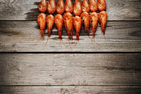 Red boiled shrimps Stock Photos