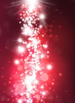 Red bokeh abstract bright background with stars Stock Illustration