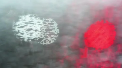 Red Bokeh Brake Lights Through Rainy Windshield Urban Abstract 4K Video stock 335393175