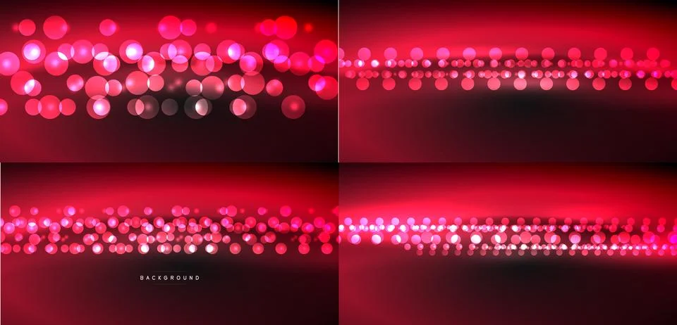 Red bokeh lights create abstract backgrounds. Variations show density, focus, Stock Illustration