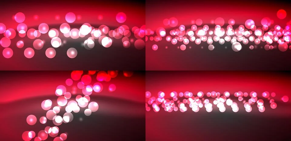 Red bokeh lights create abstract patterns. Soft glows, blurred circles, vibra Stock Illustration