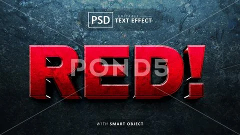 Red bold 3d text effect editable PSDテンプレート
