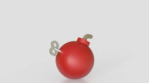 The Red Bomb and  wind up on white Background 3d rendering. Stock Illustration