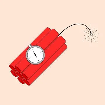 Red bomb with a clock Stock Illustration