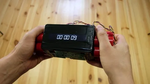 Red bomb with digital timer Stock Footage 82035400