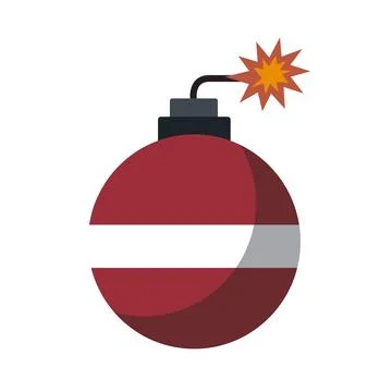 Red Bomb flat icon vector isolated on transparent background イラスト素材