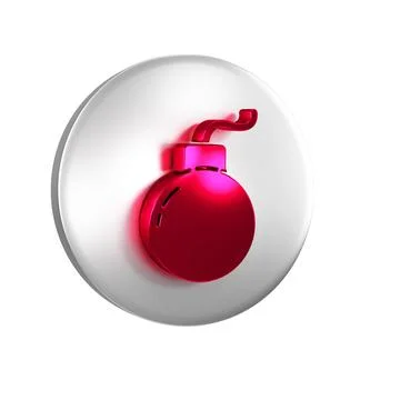 Red Bomb ready to explode icon isolated on transparent background. Silver c.. イラスト素材