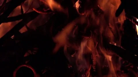 Red Bonfire, Slow Motion, Medium Shot Stockbeeldmateriaal 71573869