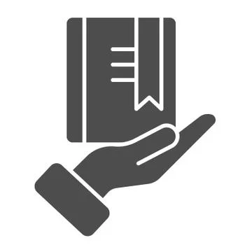 Red book with bookmark solid icon. Book in hands vector illustration isolated on Stockillustratie