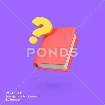 Red book with yellow question mark isolated 3d render icon illustration PSD Template