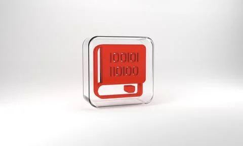 Red Books about programming icon isolated on grey background. Programming Stock Illustration