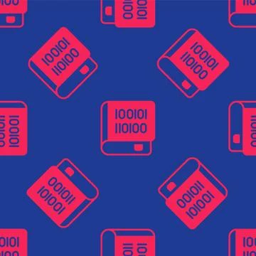 Red Books about programming icon isolated seamless pattern on blue background 스톡 일러스트