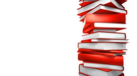 Red Books Stack on White (Loop) Stock-Footage 8601106
