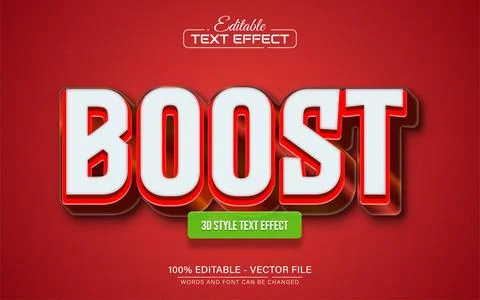 Red boost bold 3d text effect editable Stock Illustration