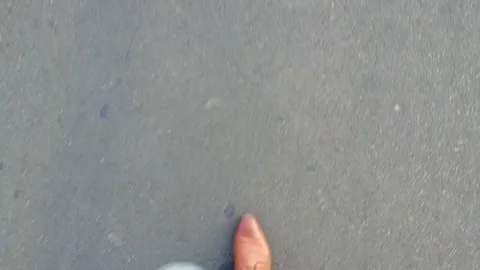 Red Boots moving on the street Stock Footage 96042508