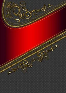Red border with gold pattern Stock Illustration