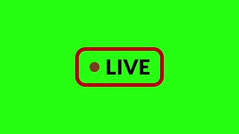 Red bordered live streaming icon animation with dot indicator on green screen Stock Footage 318537750
