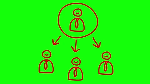 Red boss teamwork doodle green Stock Footage 284458436