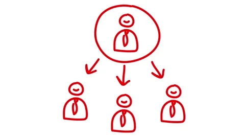 Red boss teamwork doodle white Stock Footage 284458432
