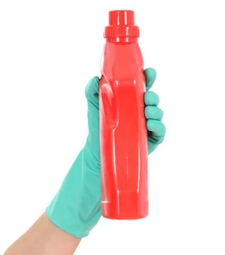 Red bottle in hand Stock Photos