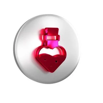 Red Bottle with potion icon isolated on transparent background. Flask with .. Illustrazione stock