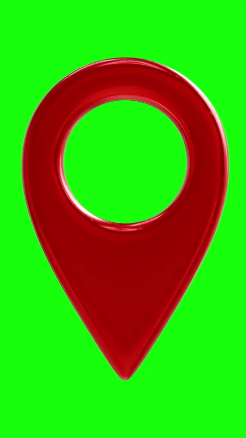 Red Bounce Location Mark Outlined on Green Chromakey Background Stock Footage 318990304