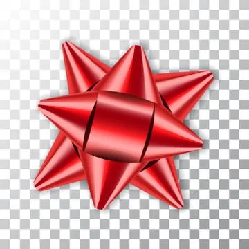 Red bow 3d ribbon decor element package Shiny color satin decoration gift pre Stock Illustration