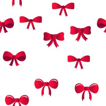 Red Bow And Ribbon Vector Seamless Pattern 스톡 일러스트