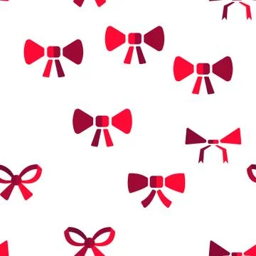 Red Bow And Ribbon Vector Seamless Pattern 스톡 일러스트