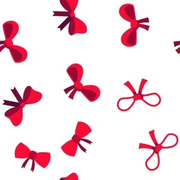 Red Bow And Ribbon Vector Seamless Pattern Stock Illustration