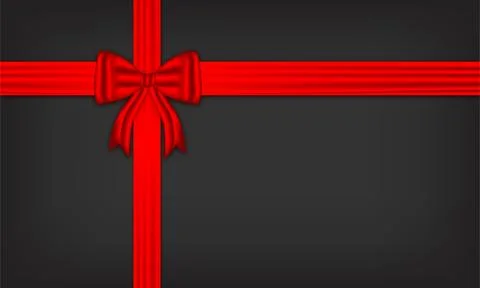 Red bow and silk cross ribbon festive decor for holiday elegant gift card tape Stock Illustration