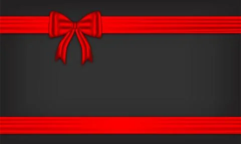 Red bow and silk cross ribbon festive decor for holiday elegant gift card tape Ilustração Stock