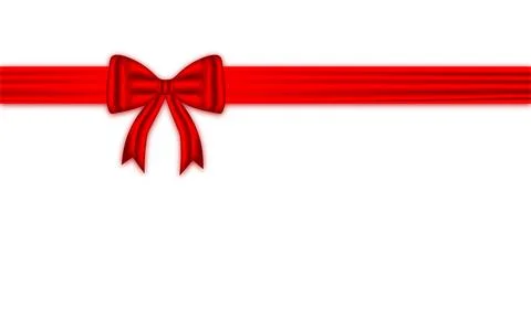 Red bow and silk luxury elements ribbon. Horizontal and Vertical cross-ribbon イラスト素材