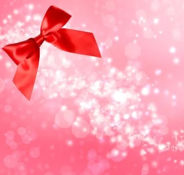 Red bow with bokeh lights Stock Photos