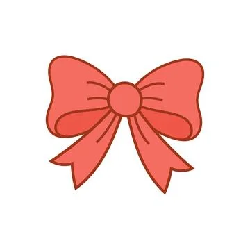 Red bow cartoon vector with cute soft design Stock Illustration