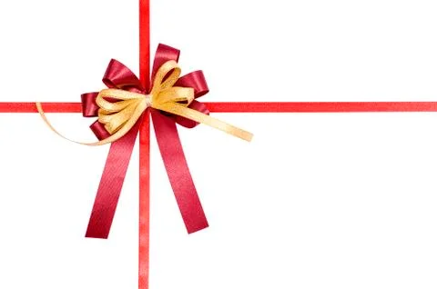 A red bow with a clipping path isolated on white. Stock Photos