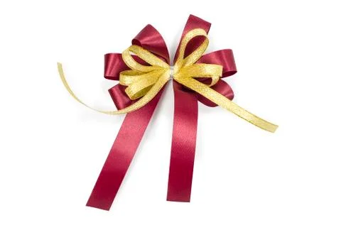 A red bow with a clipping path isolated on white. Stock Photos