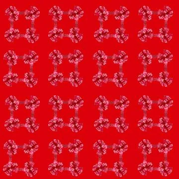 Red bow of decorative ribbon on a different background, a seamless pattern. Stock Photos