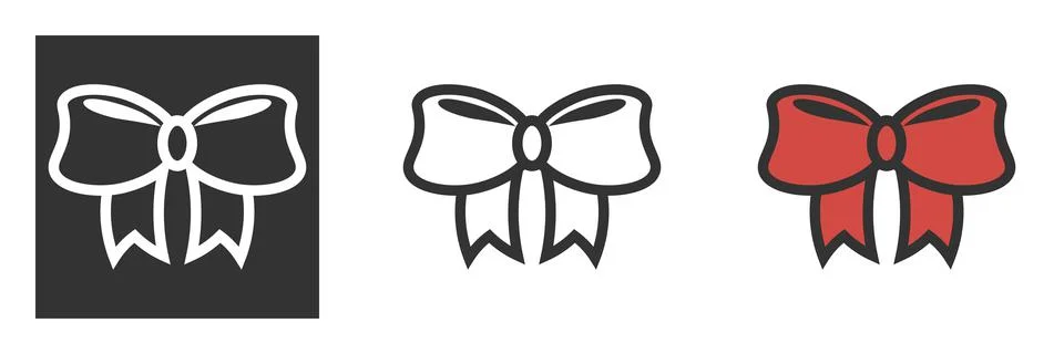 Red bow flat design isolated on white background. The symbol of the holiday,  Stock Illustration