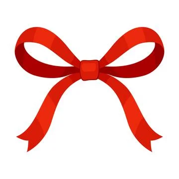 Red bow, gift ribbons. Hand drawn trendy flat style. Stock Illustration