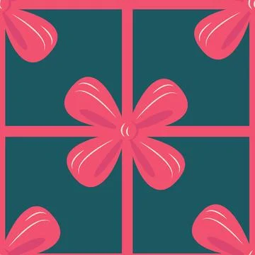 Red bow on gift wrapping, seamless pattern. Holiday circus print for Valentin Stock Illustration